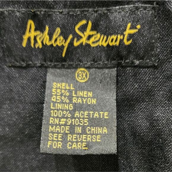 Ashley Stuart V-Neck fit n flare Black Linen Super Flattering Dress Size‎ 3X - Picture 6 of 6